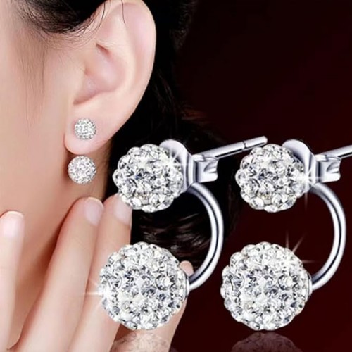 Sterling Silver 1 Pair Double Ball Earrings image