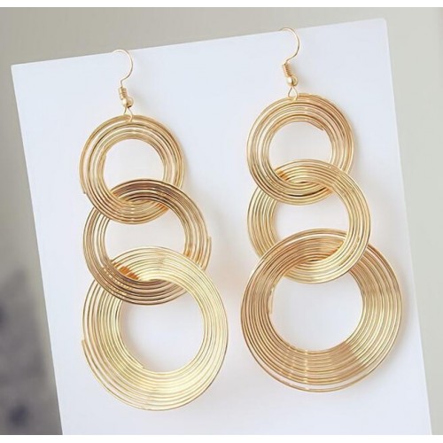 Women‘s Personality Metal MultiLayer Circle Earrings image