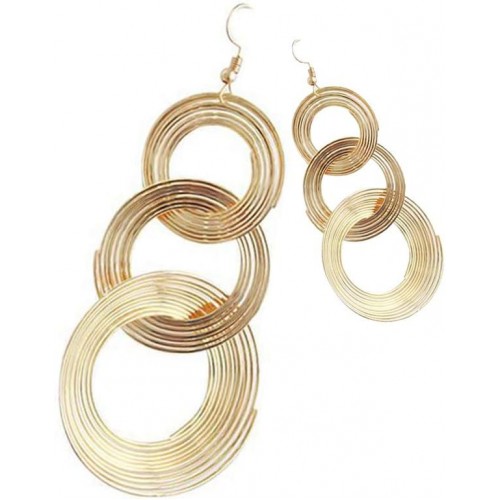 Women‘s Personality Metal MultiLayer Circle Earrings image