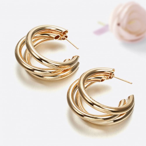 Gold Twisted Hoop Earrings Effortlessly Elegant image
