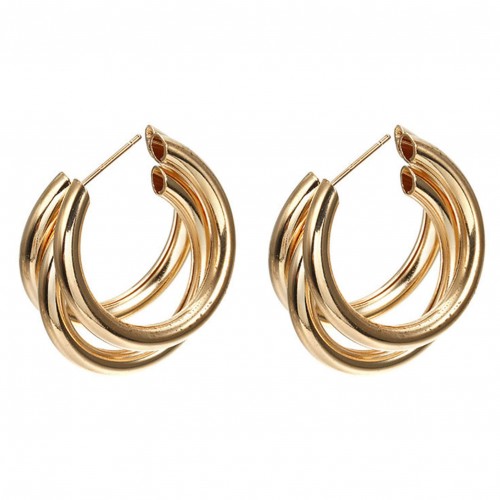 Gold Twisted Hoop Earrings Effortlessly Elegant image