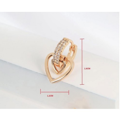 Gold Heart Hoop Earrings with Rhinestones image