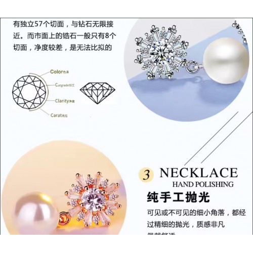 Rose Gold Snowflake Earrings With Zirconia And Simulated Pearls image