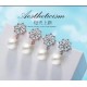 Rose Gold Snowflake Earrings With Zirconia And Simulated Pearls image