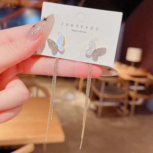 Trendy Long Tassel Butterfly Drop Earrings image