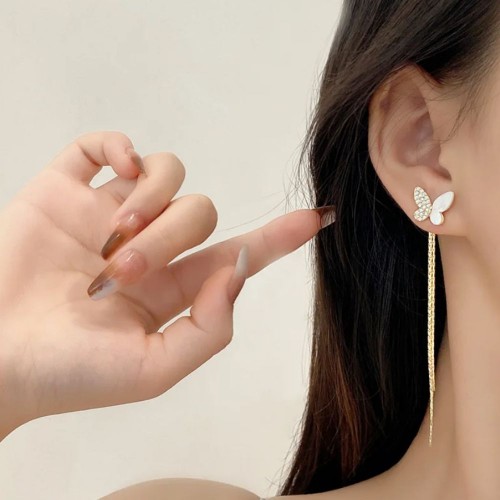 Trendy Long Tassel Butterfly Drop Earrings image