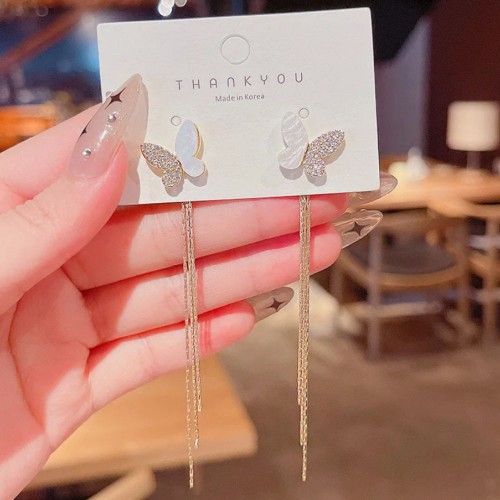Trendy Long Tassel Butterfly Drop Earrings image