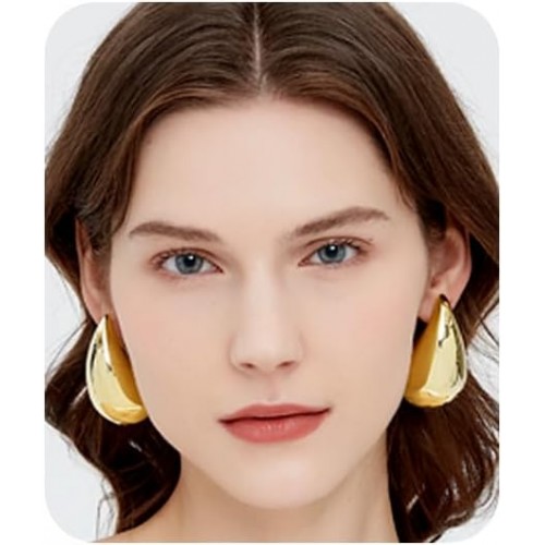 Extra Large Teardrop Earrings Oversized Chunky Gold Hoop image