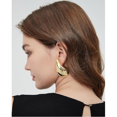 Extra Large Teardrop Earrings Oversized Chunky Gold Hoop image