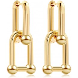Gold Plated Y2K Style U-Shape Ball Drop Earrings