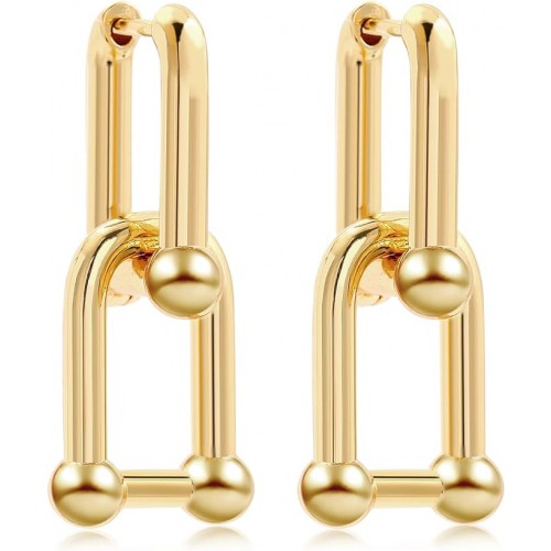 Gold Plated Y2K Style U-Shape Ball Drop Earrings image