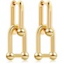 Gold Plated Y2K Style U-Shape Ball Drop Earrings