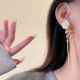 White Rose Earrings With Delicate Gold Chain image