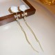White Rose Earrings With Delicate Gold Chain image