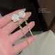 White Rose Earrings With Delicate Gold Chain image
