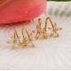 Elegant Gold Plated Inlaid Rhinestones Flower Earrings - Cool Wind