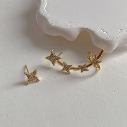 Women Cuff Earrings Ear Wrap Crystal Star Ear Climber Studs 