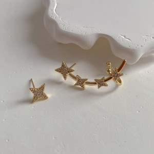 Women Cuff Earrings Ear Wrap Crystal Star Ear Climber Studs 