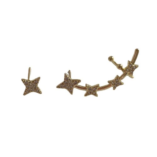 Women Cuff Earrings Ear Wrap Crystal Star Ear Climber Studs image