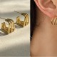 Trendy Geometric Gold-Tone Stainless Steel Hoop Earrings image