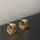 Trendy Geometric Gold-Tone Stainless Steel Hoop Earrings image