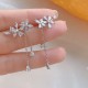 Sterling Silver Cz Flower Dangle Earrings Chain Crystal Drop image