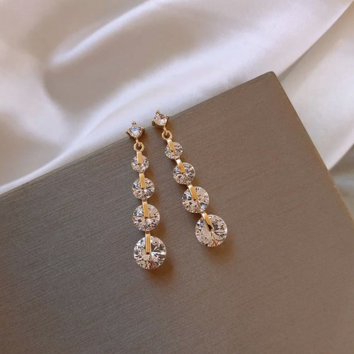 Sterling Silver Earrings With Rhinestone String Design image