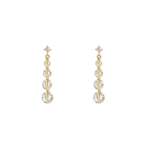 Sterling Silver Earrings With Rhinestone String Design image