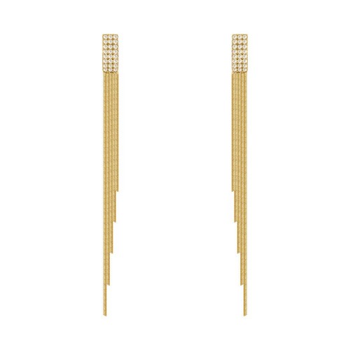 Stunning Full Rhinestone Long Tassel Earrings image