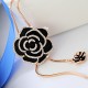 Black Rose Necklace With Rhinestones For Women-Gold image