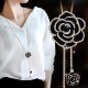 Black Rose Necklace With Rhinestones For Women-Gold image