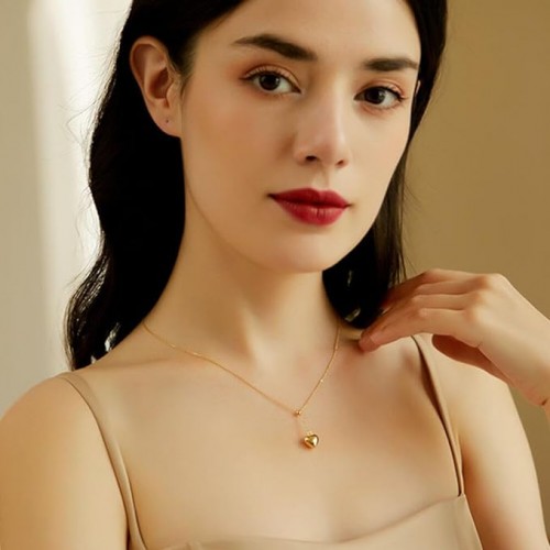 Gold Heart Pendant Necklace For Women image