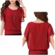 Summer Short Sleeve Round-Neck Chiffon Shirt for Women - Red image