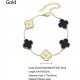 Black and Gold Clover Necklace, Bracelet, and Earrings Set image