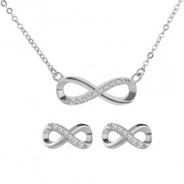 Sterling Silver Infinity Necklace And Earrings Set 