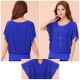 Summer Short Sleeve Round-Neck Chiffon Shirt for Women - Blue image
