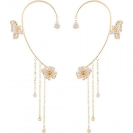Butterfly Ear Cuff Earrings with Rhinestones & Chains-Gold
