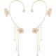 Butterfly Ear Cuff Earrings with Rhinestones & Chains-Gold image