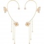Butterfly Ear Cuff Earrings with Rhinestones & Chains-Gold