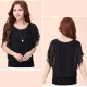 Summer Short Sleeve Round-Neck Chiffon Shirt for Women - Black image