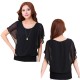 Summer Short Sleeve Round-Neck Chiffon Shirt for Women - Black image