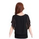 Summer Short Sleeve Round-Neck Chiffon Shirt for Women - Black image