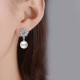 Silver Snowflake Earrings With Zirconia And Simulated Pearls image