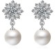 Silver Snowflake Earrings With Zirconia And Simulated Pearls image