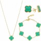 Green and Gold Clover Necklace, Bracelet, and Earrings Set image