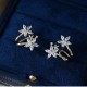 Elegant Silver Plated Zircon Flower Inlaid Earrings-Silver image