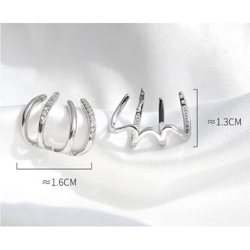  Glamorous Silver Claw-Shaped Stud Earrings With Rhinestones image