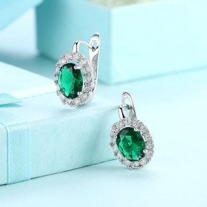 Sterling Green Cubic Zirconia Stud Earrings