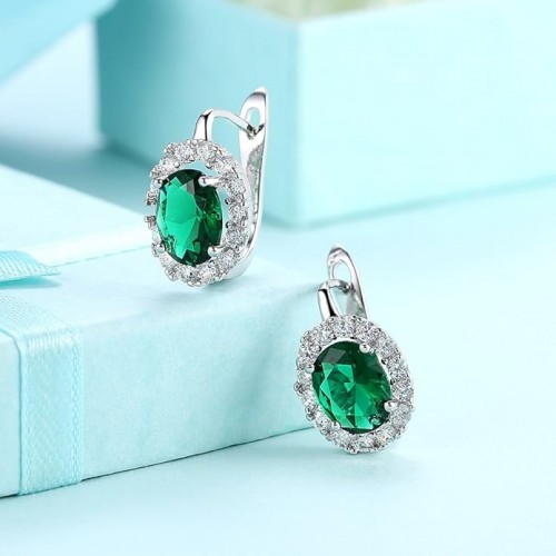 Sterling Green Cubic Zirconia Stud Earrings image