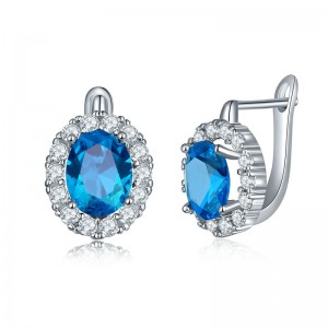 Sterling Blue Cubic Zirconia Stud Earrings
